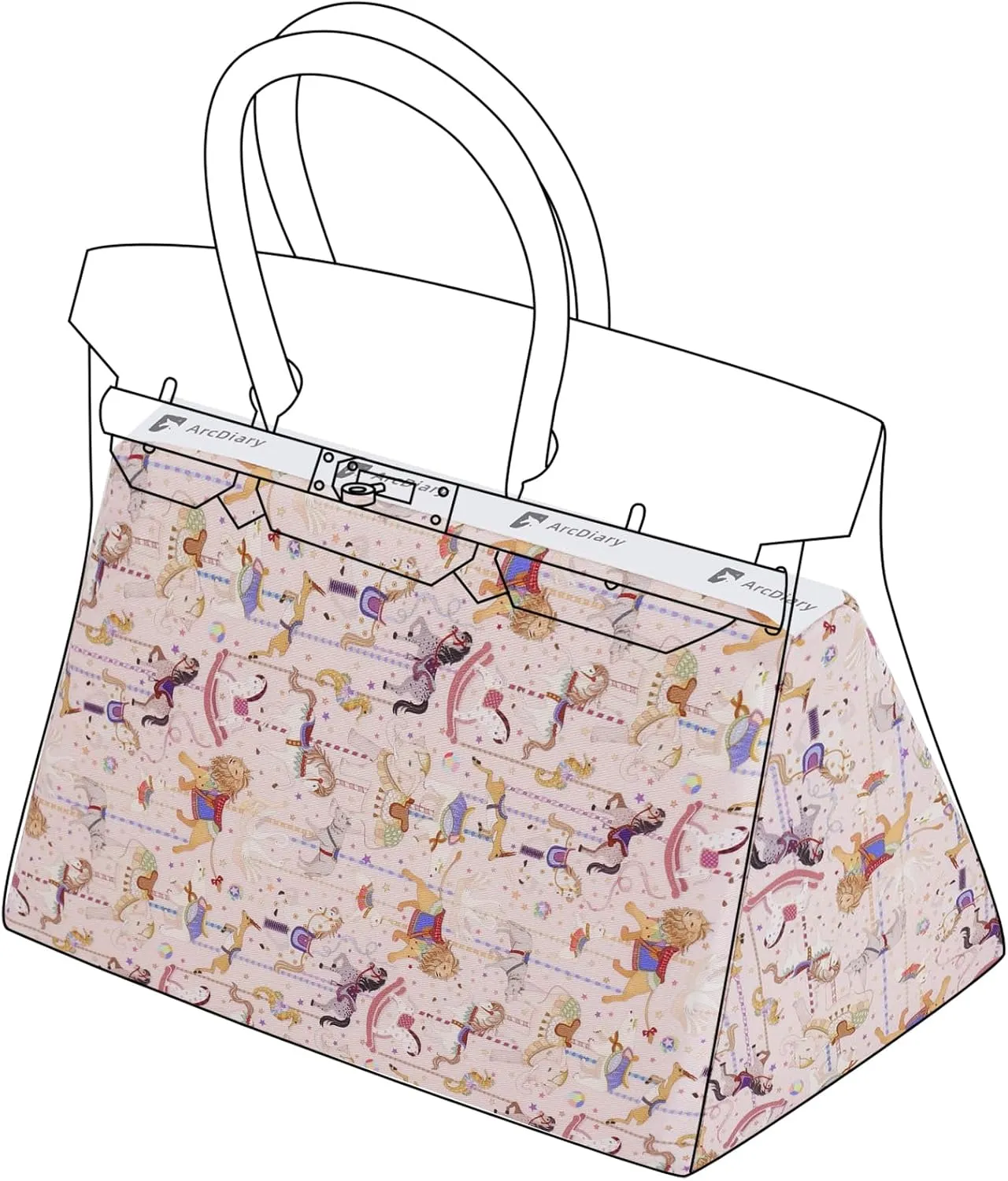 Rayon Purse Pillow Shaper Insert, unique pattern handbag shapers, Memory Foam, for Birkin 25/30/35/40 bags (BK30,Circus(Pink))
