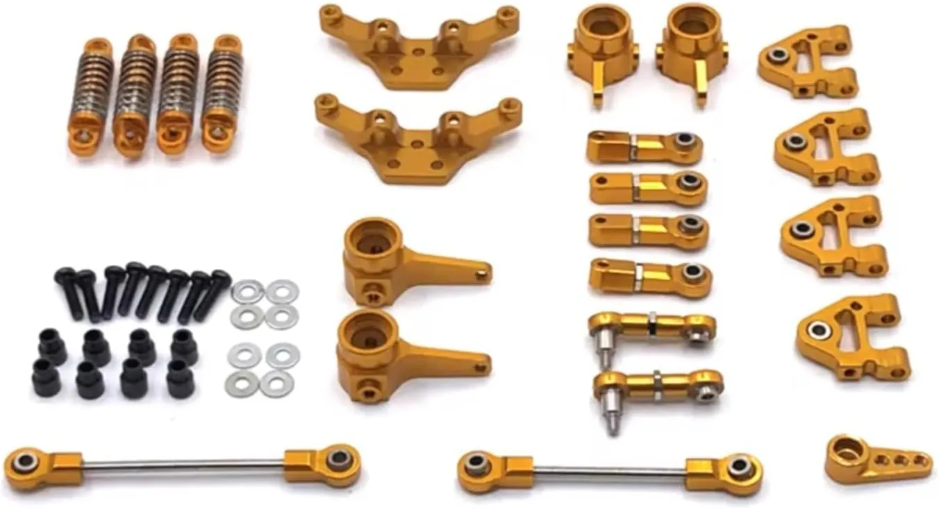 Rc Shock Absorber for WLtoys 284131 K969 K979 K989 K999 1/28 Metal Upgrade for Swing Arm Steering Cup Shock Bracket Steering Link Shock RC Car Parts Replacement(Yellow)