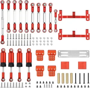 Rc Shock Absorber For WPL C14 C24 Metal For Chassis Link Rod Pull Rod Mount Holder Shock Absorber Sets RC Car Upgrades Parts Accessories Parts Replacement Use(Red)
