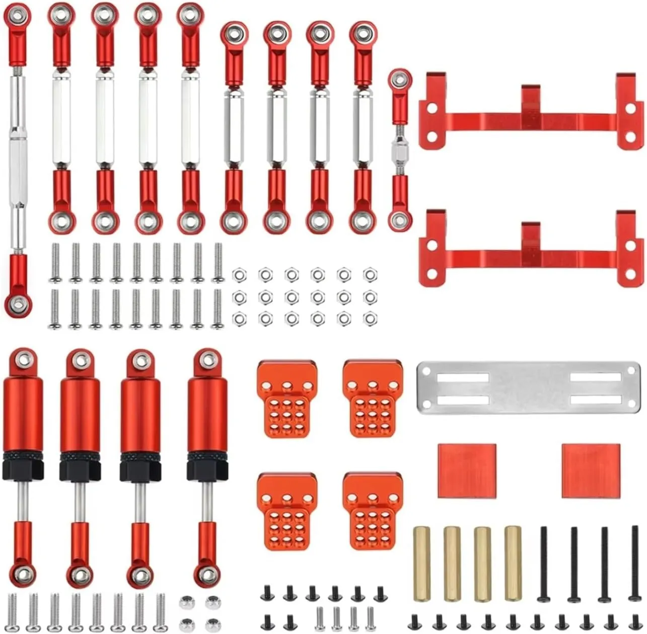 Rc Shock Absorber For WPL C14 C24 Metal For Chassis Link Rod Pull Rod Mount Holder Shock Absorber Sets RC Car Upgrades Parts Accessories Parts Replacement Use(Red)