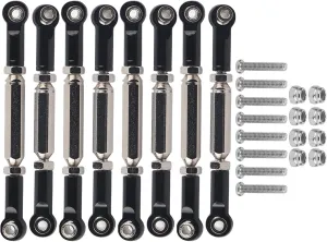 RC Steering Pull Rod, Steering Servo Pull Rod Metal Linkage Arm Tie Rod Ends Connector Camber Link Steering Shaft Spare Parts Upgrade Accessories for WPL RC Car (Black)