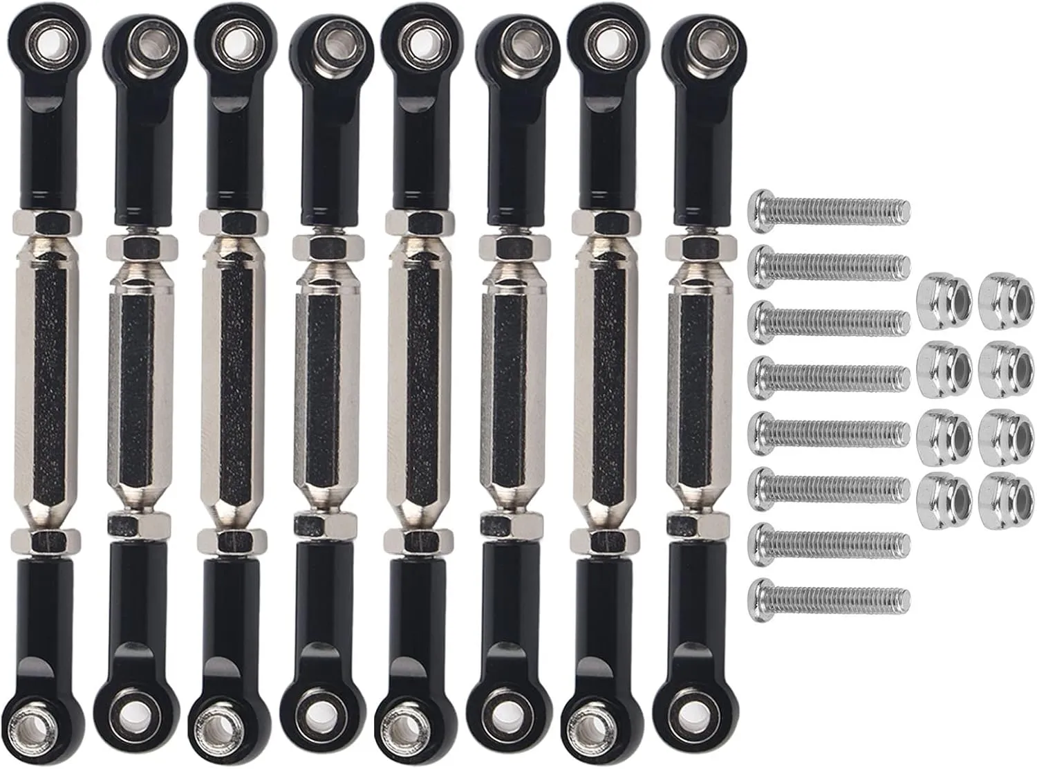 RC Steering Pull Rod, Steering Servo Pull Rod Metal Linkage Arm Tie Rod Ends Connector Camber Link Steering Shaft Spare Parts Upgrade Accessories for WPL RC Car (Black)