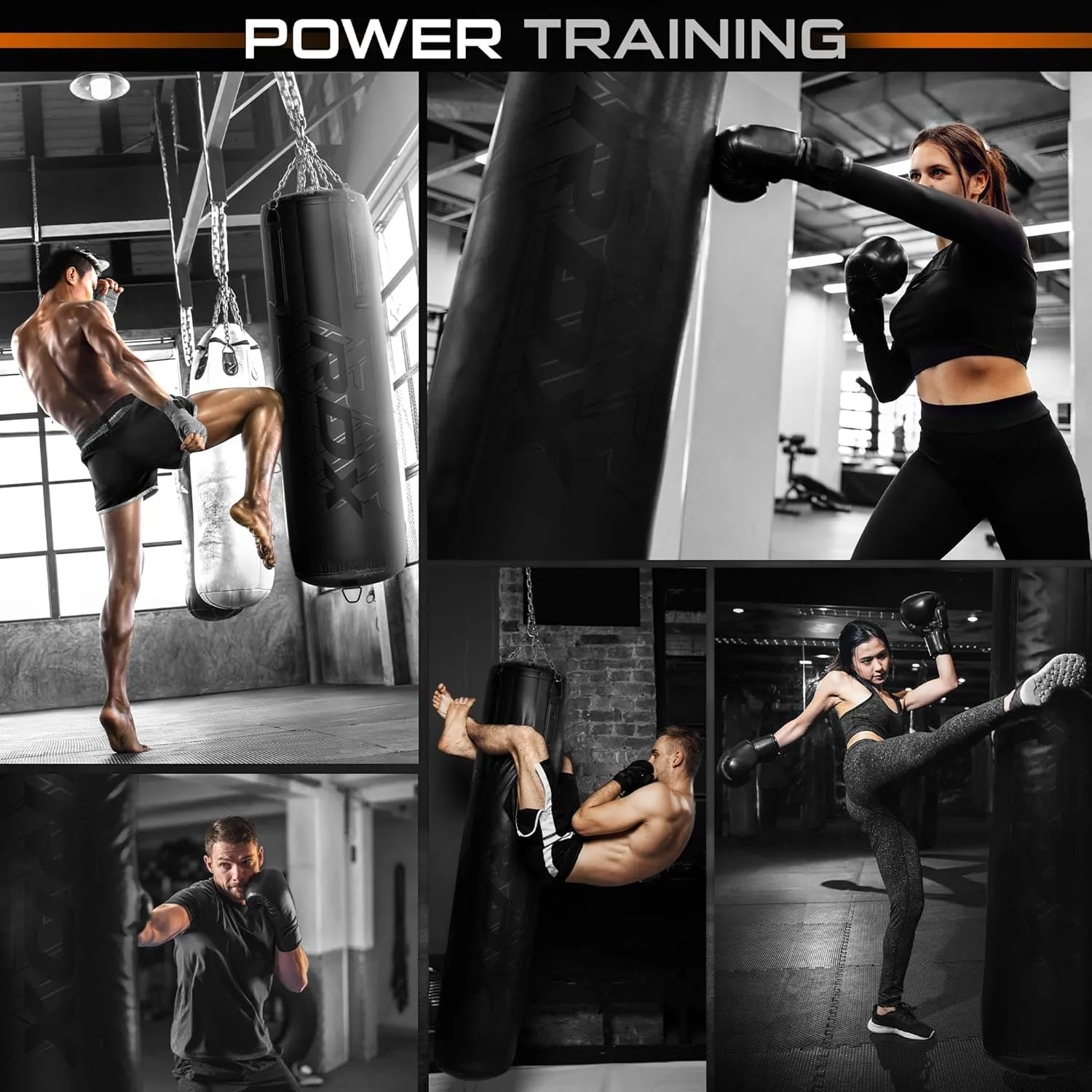 RDX Heavy 5FT Punching Bag for Pro Training, 55lbs Pre Filled with 110lbs Max Capacity, 4PC Boxing Bag Set with Wall Bracket Gloves Hanging Steel Chain, Kickboxing MMA Muay Thai BJJ Home Gym Fitness