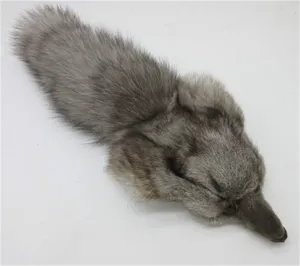 Real Fox Head Face Pelt Tanned Fox Skin Fox Tail Scrap Fur Hide (Bag with Fox Head   Tail)