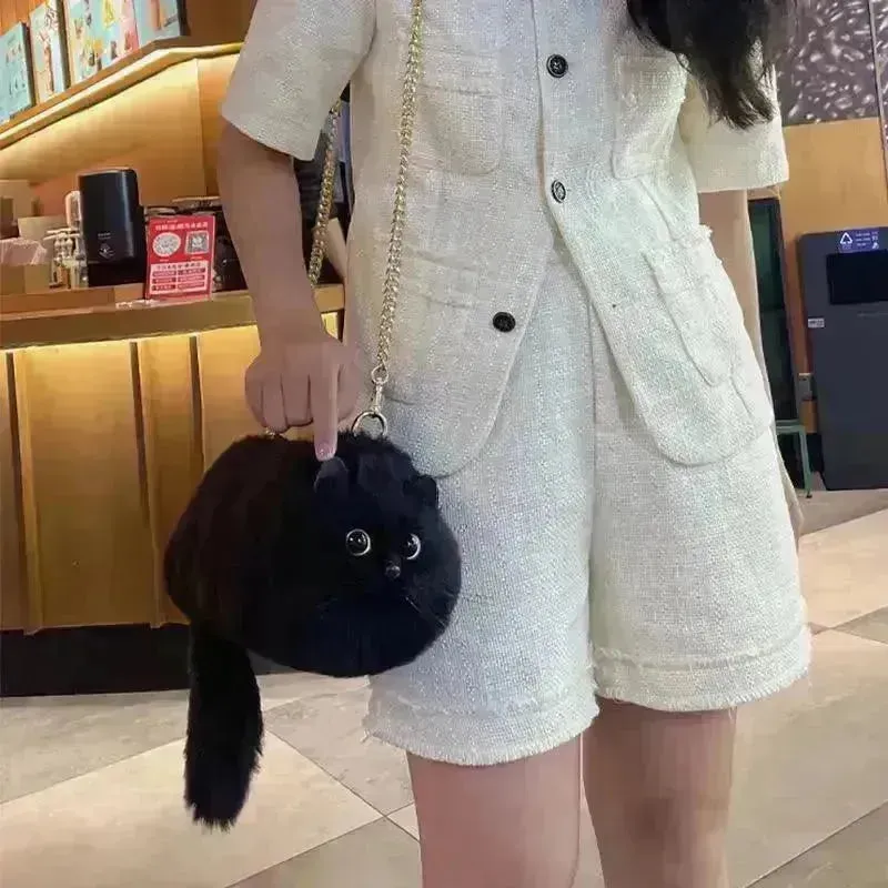 Realistic Handmade Cat Plush Handbag