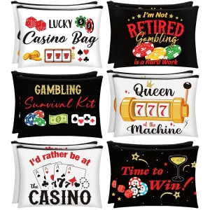 Reginary 12 Pcs Casino Makeup Bag Gambling Gifts Makeup Bag Queen of the Casino Cosmetic Bag Cosmetic Casino Travel Bag for Casino Lover Lucky Dice Birthday Valentine‘s Day Gift