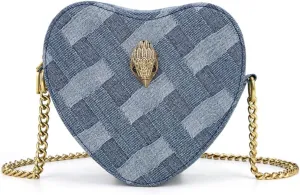 Rejolly Rainbow Stripe Heart Shaped Purse for Women Crossbody Bag Metallic PU Leather Shoulder Bag with Chain Strap