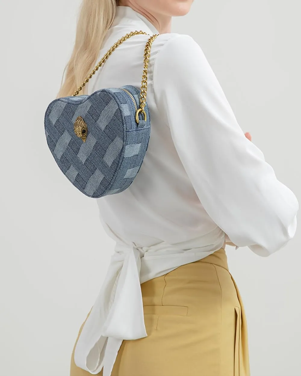 Rejolly Rainbow Stripe Heart Shaped Purse for Women Crossbody Bag Metallic PU Leather Shoulder Bag with Chain Strap