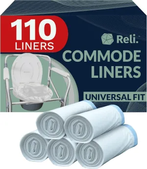 Reli. Bedside Commode Liners | Pack of 110 | Universal Fit | Commode Liners Disposable | Portable Toilet Bags