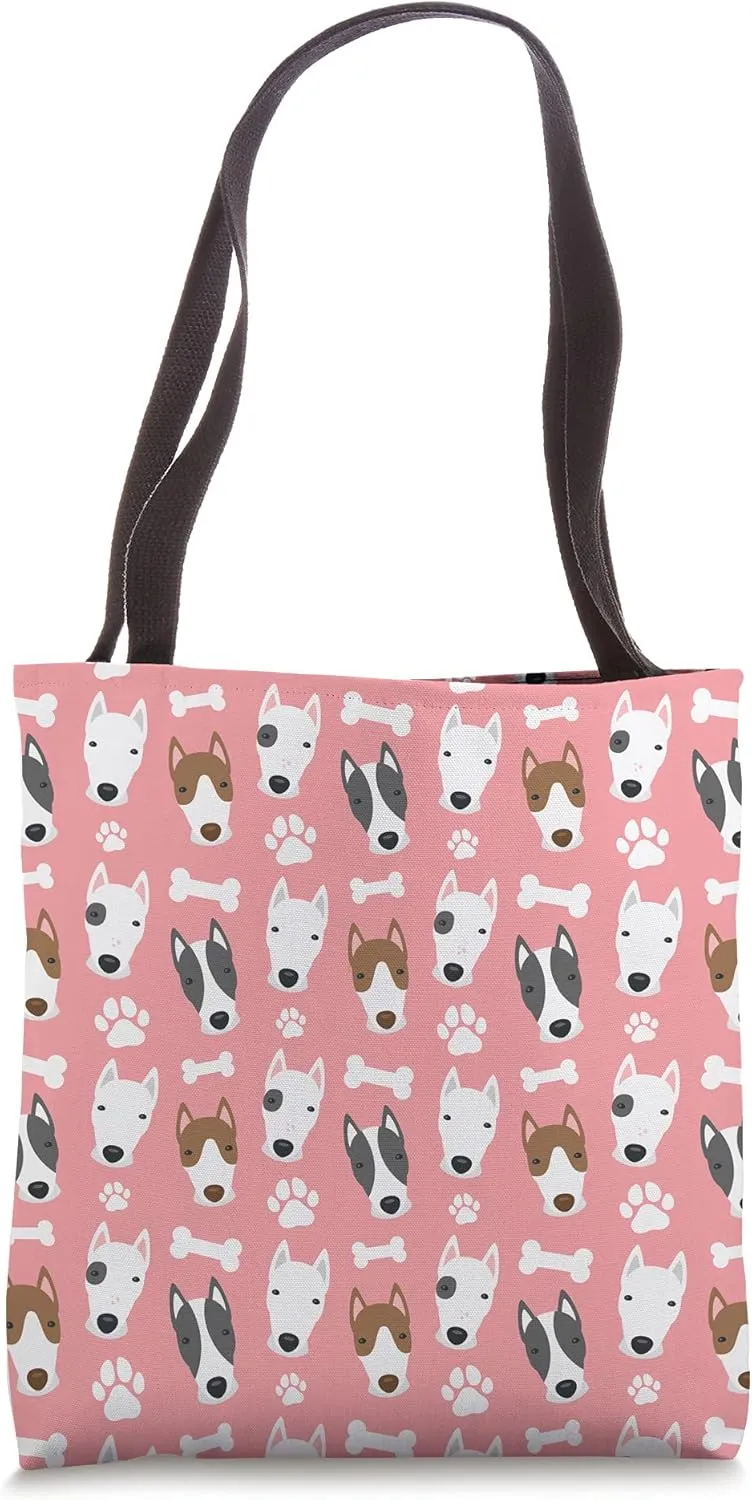 Repeating Pink Bull Terriers Pattern Sweet Dog Owner Meme Tote Bag