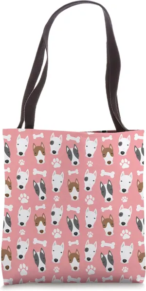 Repeating Pink Bull Terriers Pattern Sweet Dog Owner Meme Tote Bag