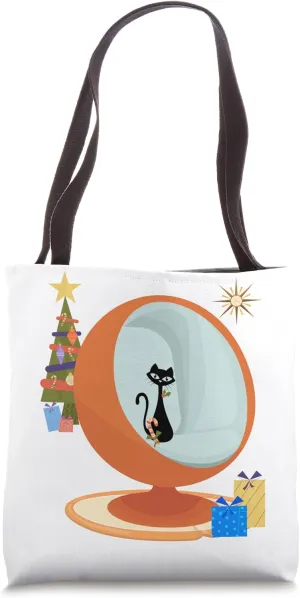 Retro Cat Mid Century Modern Christmas 50's 60's Style MCM Tote Bag