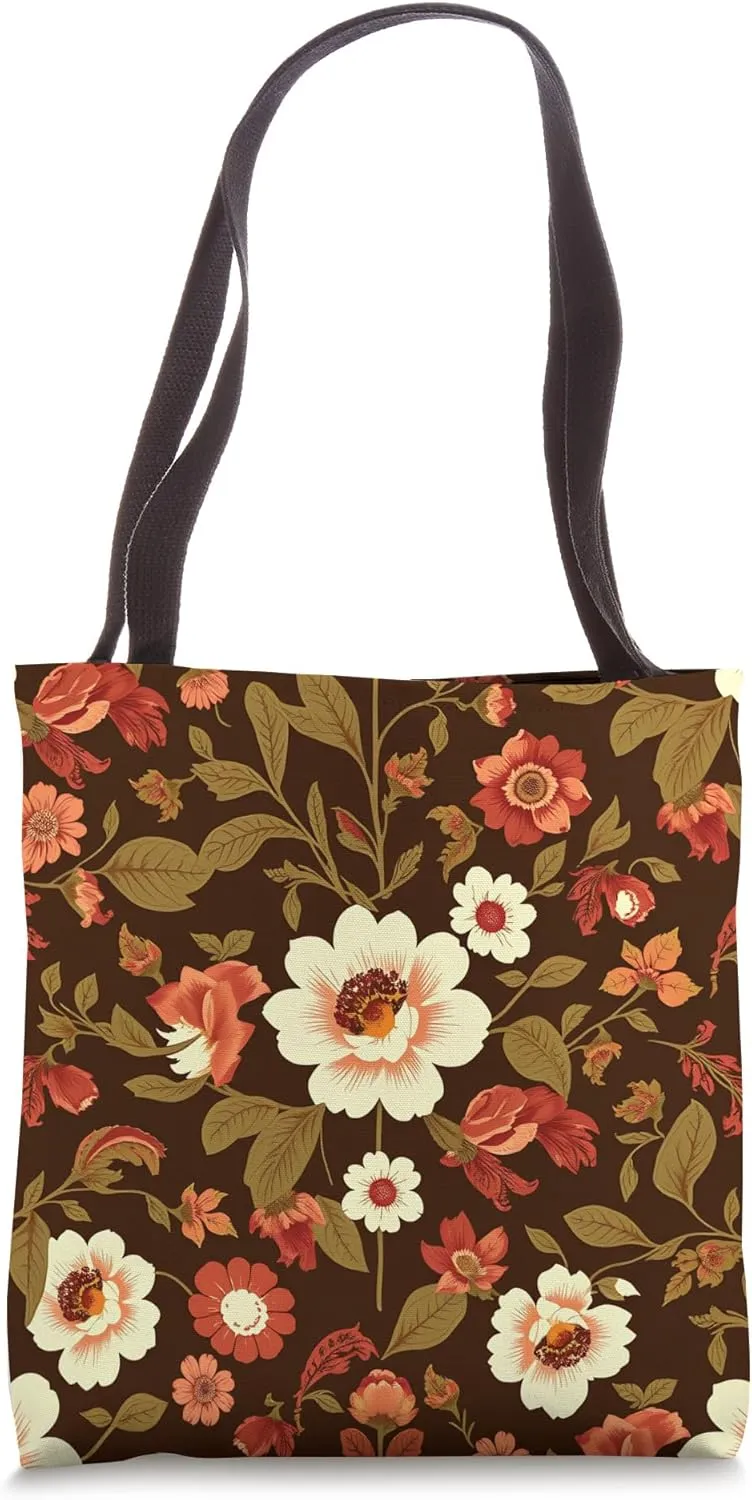Retro-Inspired Floral Vintage Flowers Tote Bag