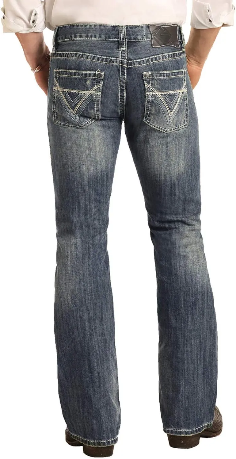 Rock & Roll Denim Men's and Pistol Med Slim Bootcut Jeans Blue 30W x 32L