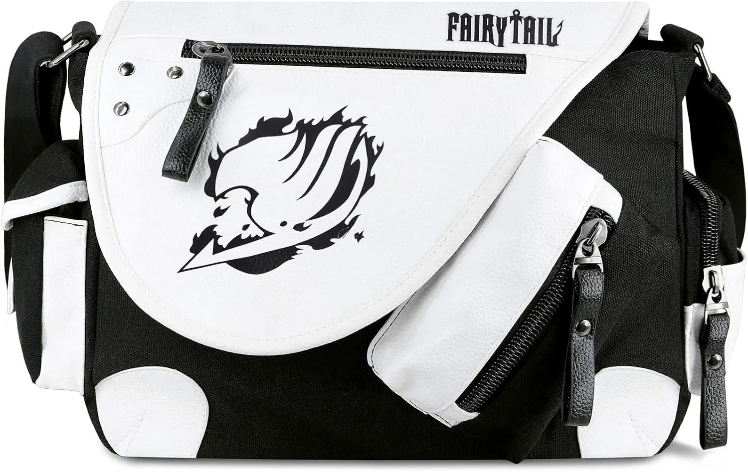 Roffatide Anime Fairy Tail Messenger Bag Crossbody Bag Canvas Shoulder Bag Flap Synthetic Leather Satchel School Bag