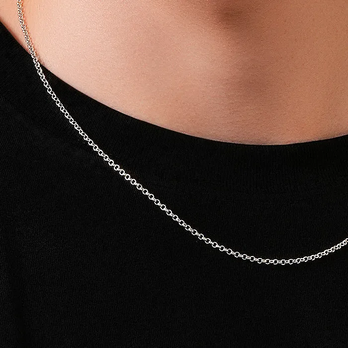 Rolo Chain Necklace 925 Sterling Silver 2mm - Men's