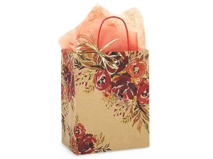 Romantic Blooms Kraft Paper Gift Bags: 25 Pack / Cub 8x4.75x10"