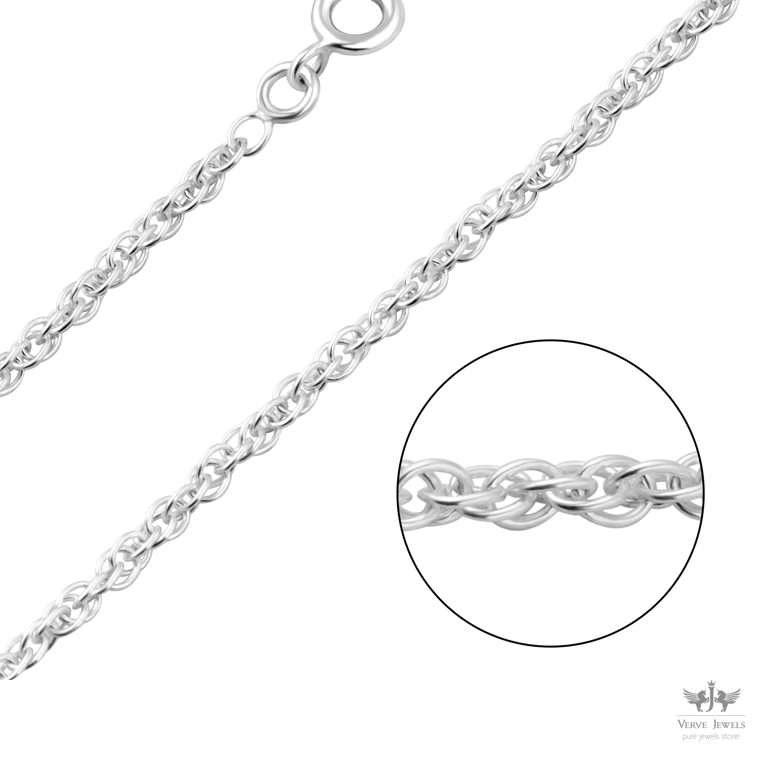 Rope Chain Necklace 925 Sterling Silver 2.5mm - Men's