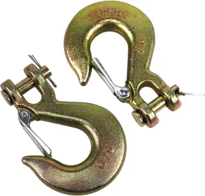 RULLINE 2-Pack 3/8" U-Shaped Slip Hooks w/Safety Lock, G70 Steel Clevis Hook for Towing Trailers. Heavy-Duty Chain Hooks, Trailer Receiver Hitch Hook, Solid U-Shaped Grab Hook, 18,000 lbs Capacity