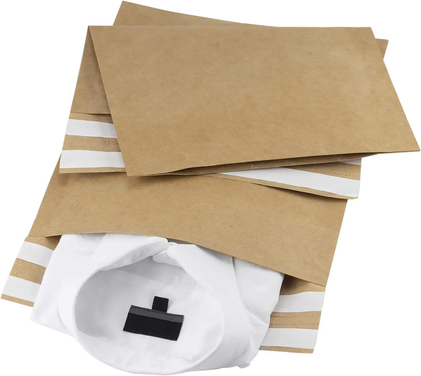 RUSPEPA Kraft Paper Poly Envelopes Mailer, Self Seal Shipping Bags, 100% Recyclable, Reusable Packaging Great Idea for T-shirt Clothing Shipping Bag - 25 Pack (Kraft, 11.5 x 15.5 inches)