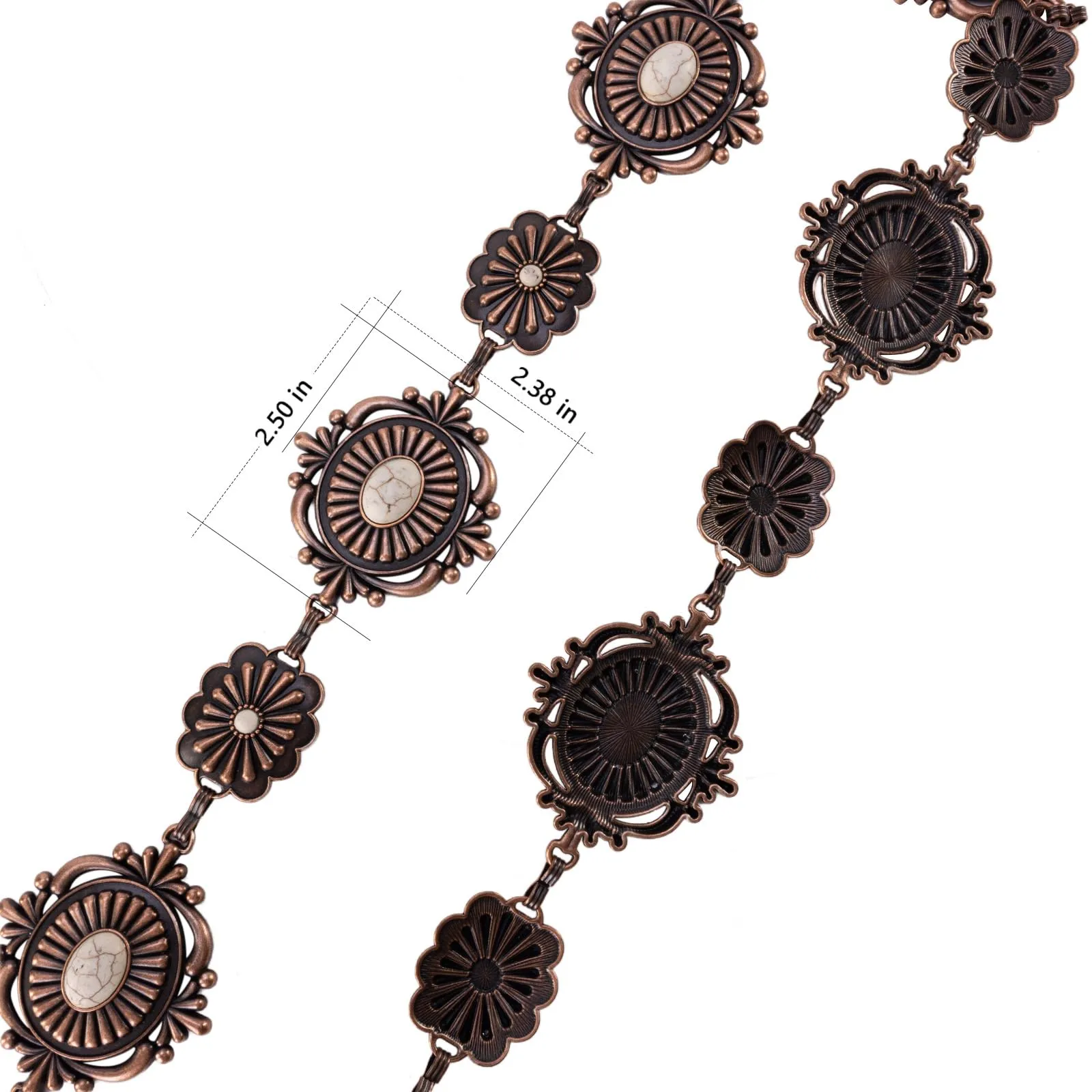 Rustic Couture's Large Turquoise Western Concho Belts for Women Cowgirl Adjustable Boho Metal Waist Chain Belt for Dresses Jeans Country Concert Outfit Mother's Day RCB-1049WT