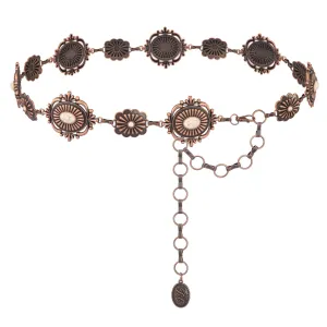 Rustic Couture's Large Turquoise Western Concho Belts for Women Cowgirl Adjustable Boho Metal Waist Chain Belt for Dresses Jeans Country Concert Outfit Mother's Day RCB-1049WT