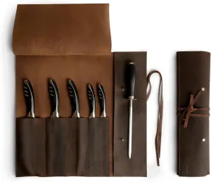Rustic Leather Knife Roll Case, Durable Chef Knife Bag for Professional Chefs, Knife Roll Bag, Portable Carrying Case for Knives and Tools, Ideal for Culinary Travel, Knife Bags for Chefs Professional