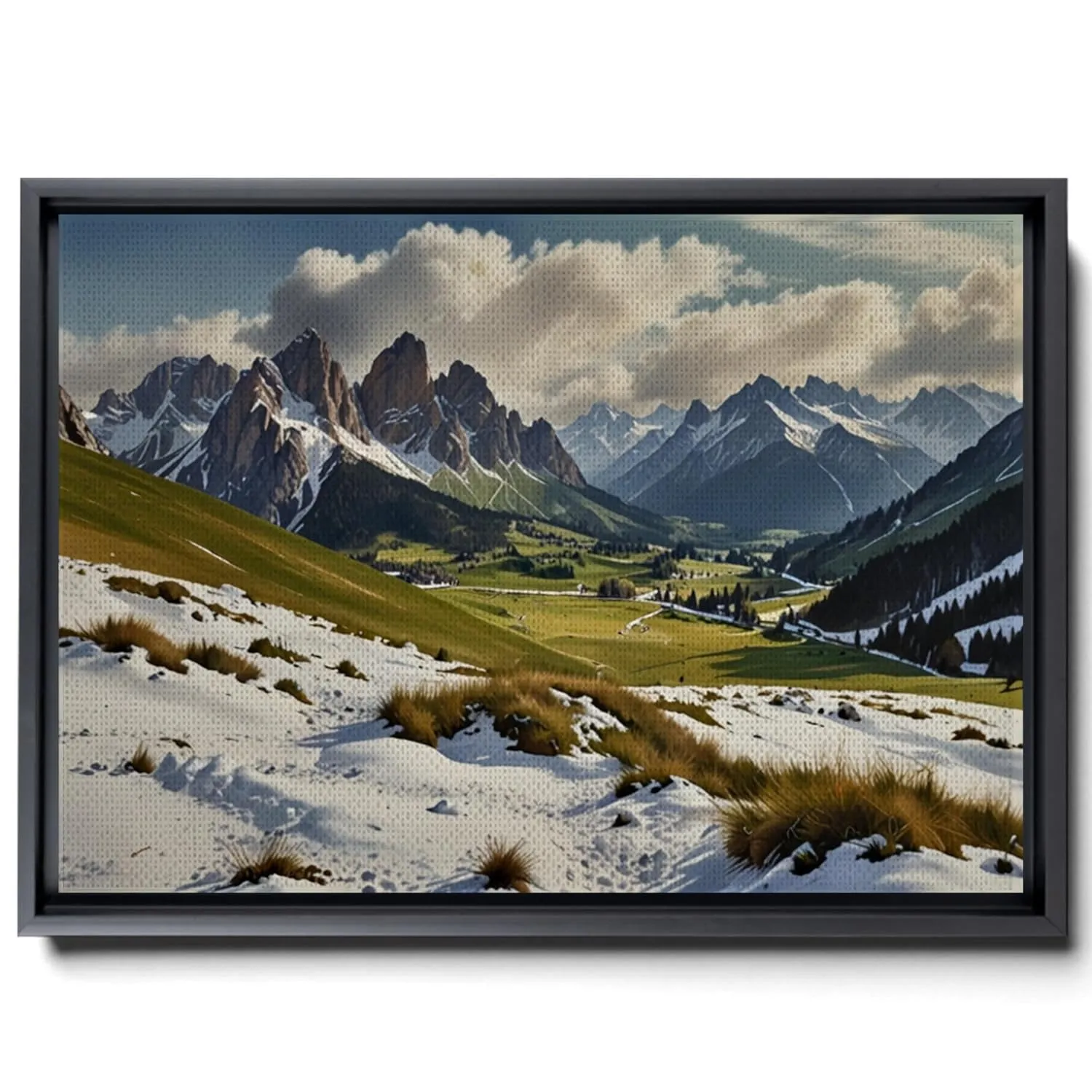 Rustic Mountain, Landscape Print, Mountain Art Print, Rustic Landscape Print, Mountain Canvas, Valley On The Snowy Slopes, Forest Prints, Canvas, Art Prints, Wall Art Decor, Print