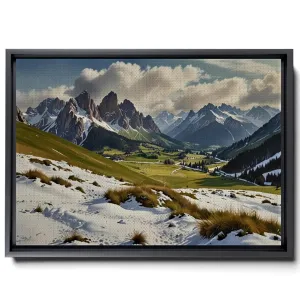 Rustic Mountain, Landscape Print, Mountain Art Print, Rustic Landscape Print, Mountain Canvas, Valley On The Snowy Slopes, Forest Prints, Canvas, Art Prints, Wall Art Decor, Print