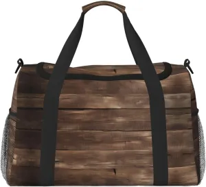 Rustic Old Barn Wood print Carry on Bag Underseat Personal Item Bag Travel Duffel Bag Gym Carry On Sports Bag