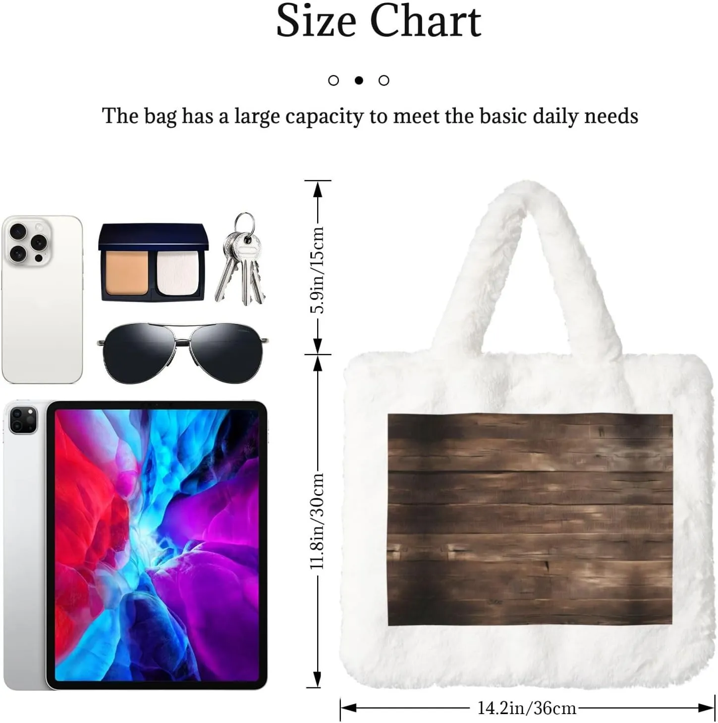 Rustic Old Barn Wood Printing Fluffy Shoulder Bag Ladies Plush Underarm Bag Tote Bag Furry Purse Handbag For Work Travel