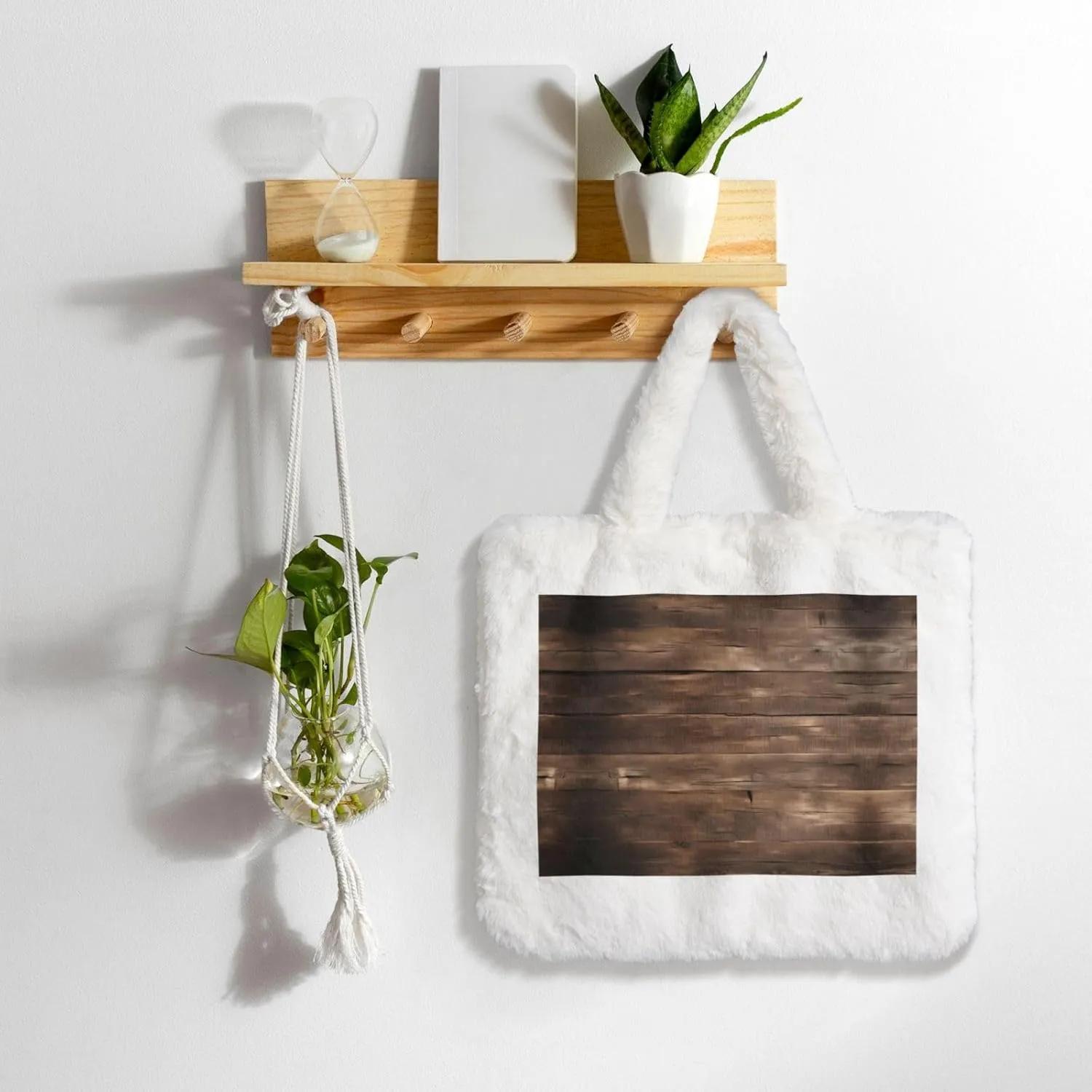 Rustic Old Barn Wood Printing Fluffy Shoulder Bag Ladies Plush Underarm Bag Tote Bag Furry Purse Handbag For Work Travel