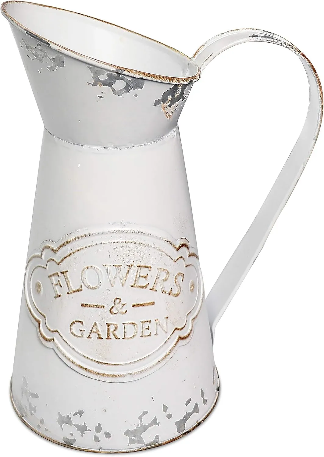 Rustic Vase for Flower Home Decor,Metal Shabby Chic Farmhouse Vase Decorative Vase Pitcher Holder for Kitchen Bedroom/Table Centerpieces - 8.9"
