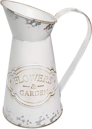 Rustic Vase for Flower Home Decor,Metal Shabby Chic Farmhouse Vase Decorative Vase Pitcher Holder for Kitchen Bedroom/Table Centerpieces - 8.9"