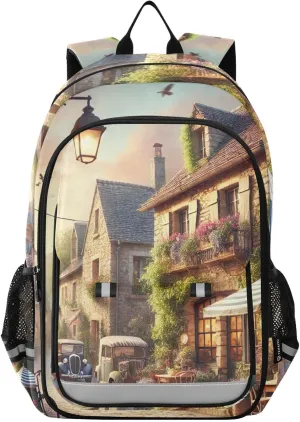 Rustic Village Street Children's School Bag, Durable Backpack for Kids, Boys Backpack
