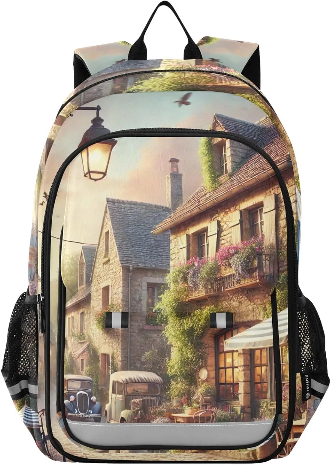 Rustic Village Street Children's School Bag, Durable Backpack for Kids, Boys Backpack