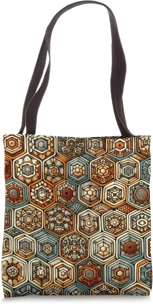 Rustic Vintage Octagon Pattern Tote Bag
