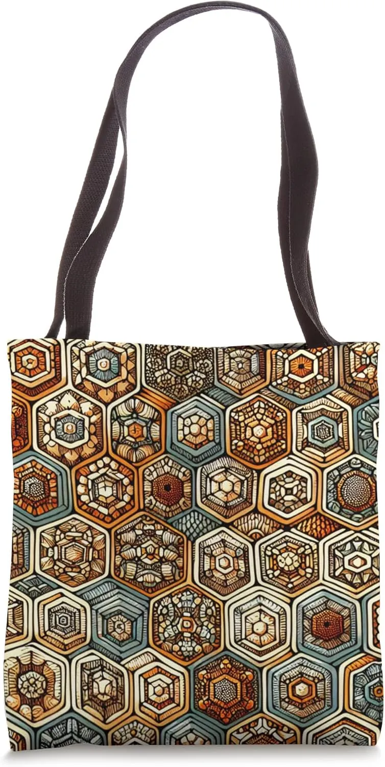 Rustic Vintage Octagon Pattern Tote Bag