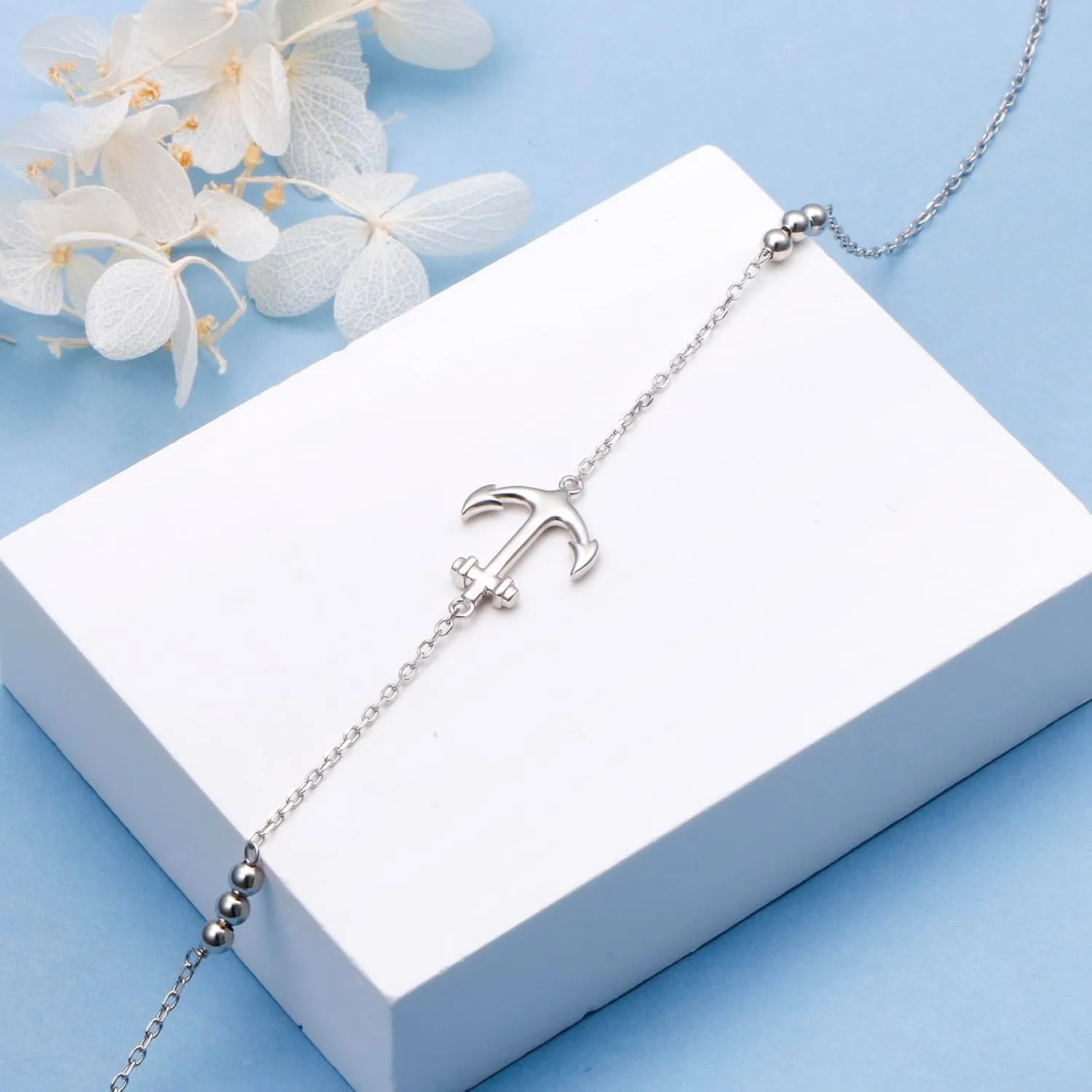 S925 Sterling Silver Anklets Adjustable Beach Foot Ankle Bracelet Jewelry Gifts For Women Girls