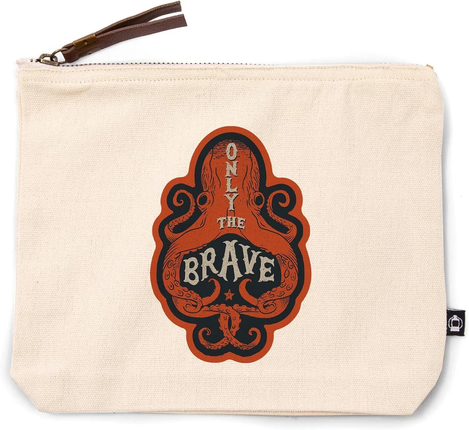 Sailor's Pride Collection, Octopus, Only The Brave, 100% Cotton Zipper Pouch, Travel Accessory, Go Bag