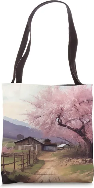 Sakura Delight Countryside Dwelling amidst Cherry Blossoms Tote Bag