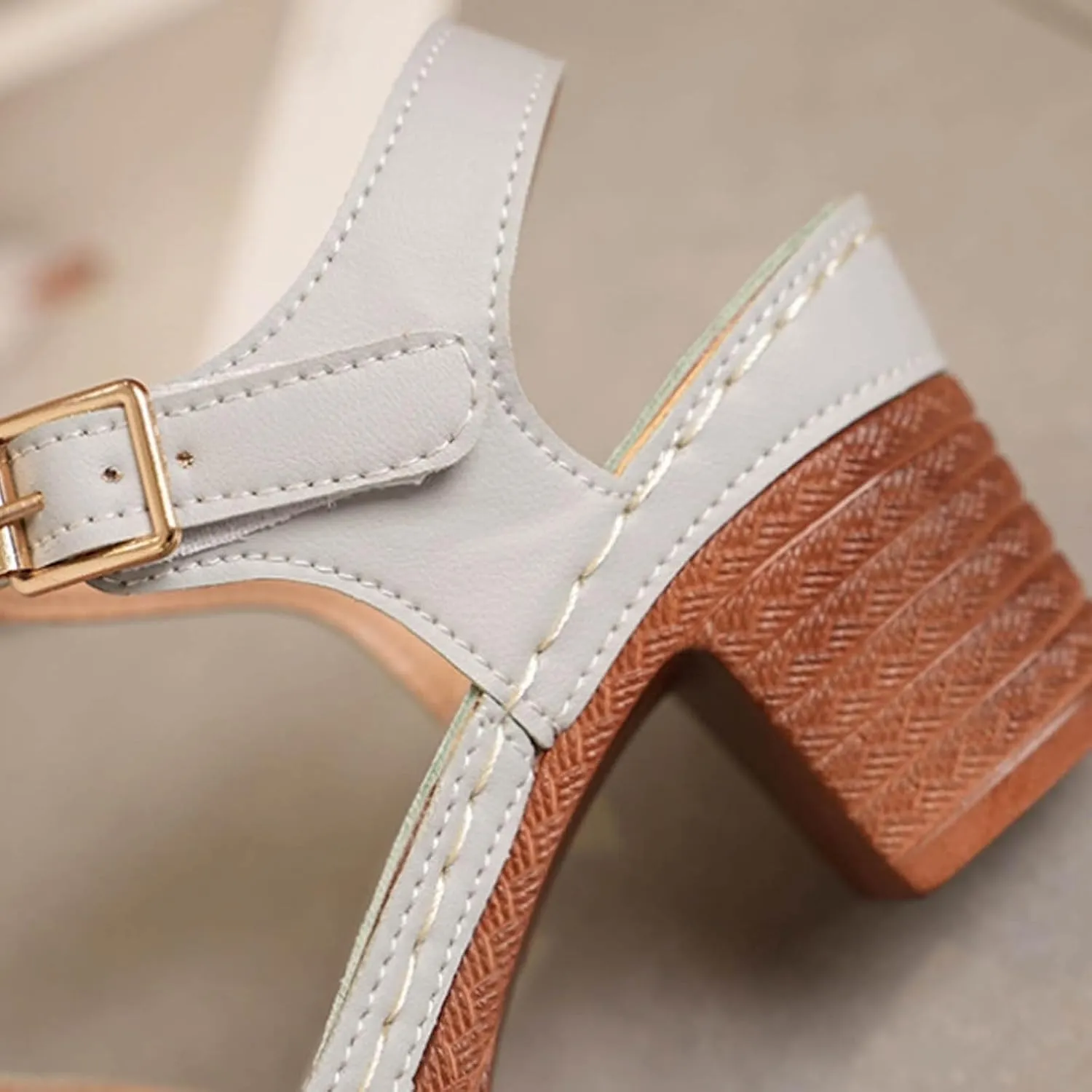 Sandals for Women 2024 Ladies' Casual Retro Sandal Side Buckle Strap Roman Shoes Summer Fashion Fish Mouth Platform Heels