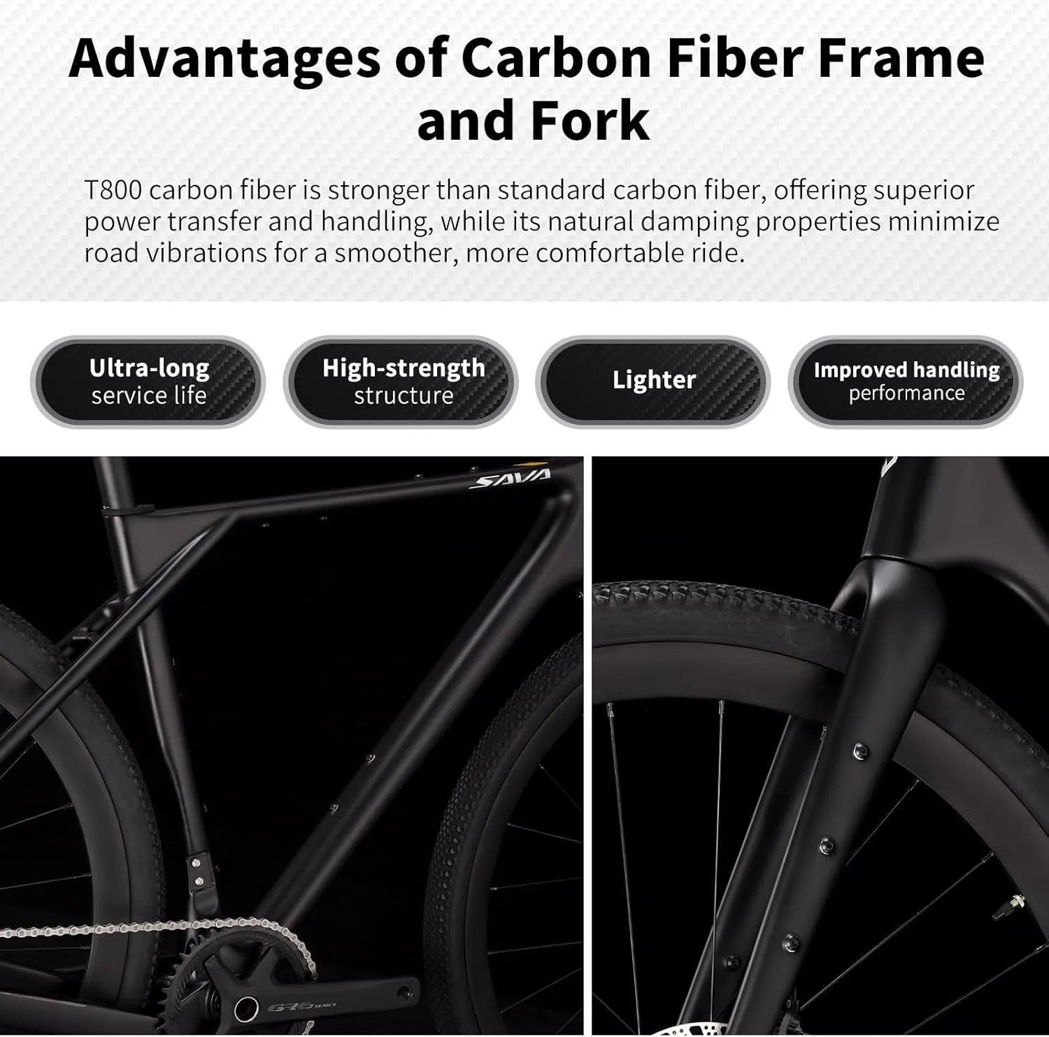 SAVADECK Carbon Gravel Bike - T800 Carbon Frame & Fork | Shimano U6000 11-Speed Groupset | Hydraulic Disc Brakes | 700C×40mm All-Terrain Tires | Men & Women Road/Off-Road Bicycle
