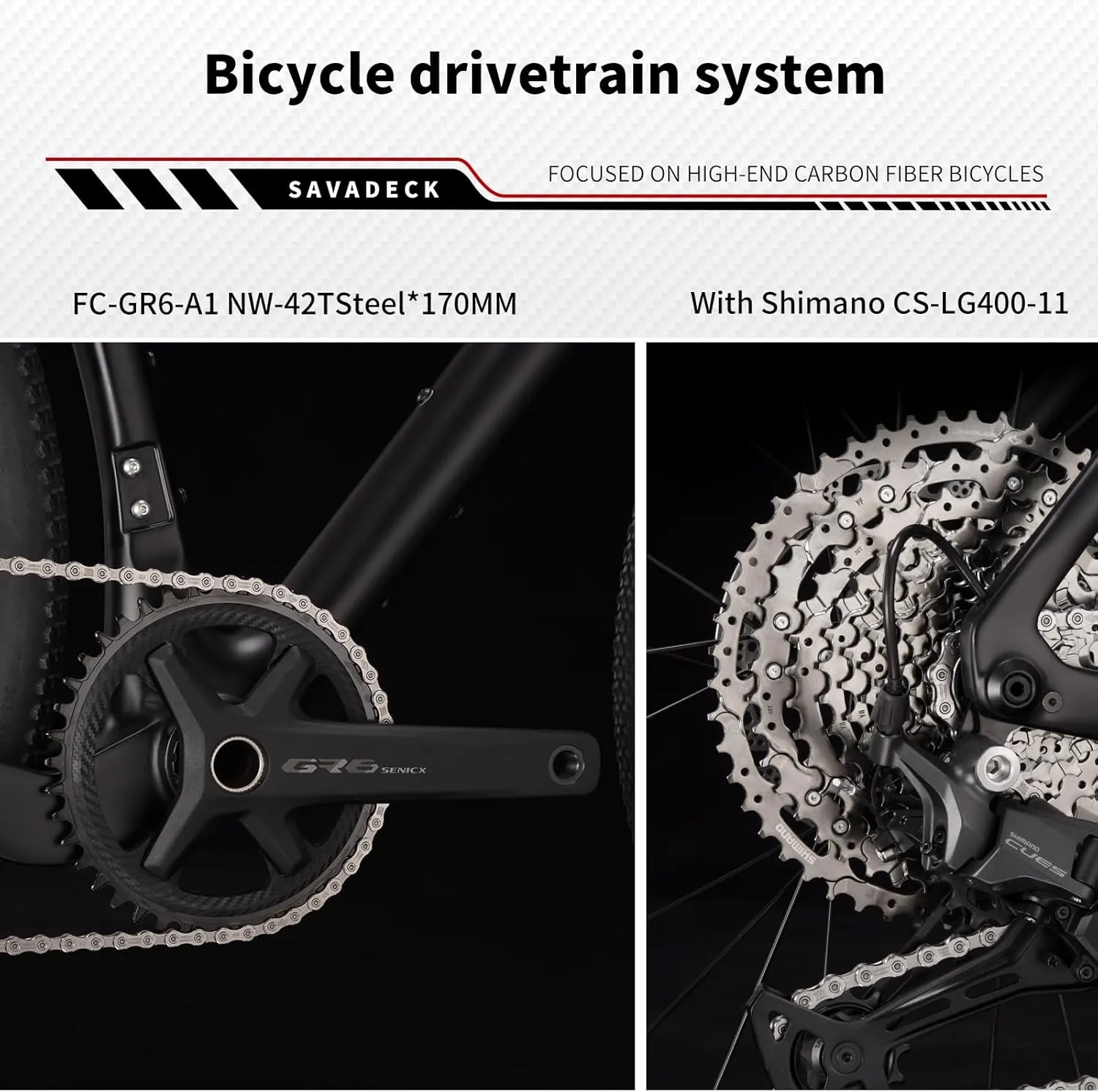 SAVADECK Carbon Gravel Bike - T800 Carbon Frame & Fork | Shimano U6000 11-Speed Groupset | Hydraulic Disc Brakes | 700C×40mm All-Terrain Tires | Men & Women Road/Off-Road Bicycle