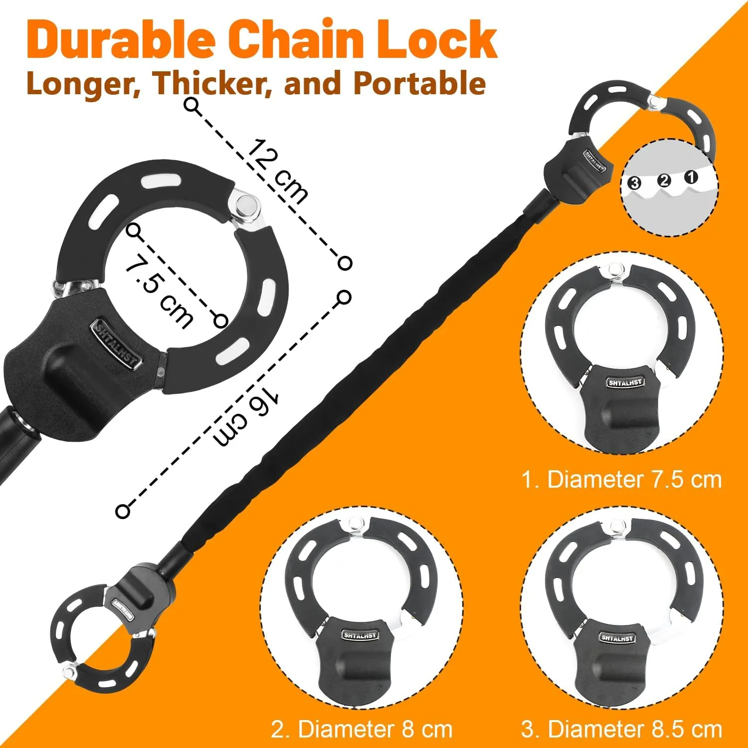 Scooter Lock, Universal Scooter Bag, Electric Scooter Accessories, Electric Scooter Locks Anti Theft, Rugged Secure Chain Locks for Bikes, Scooters, Segway Ninebot and NIU,Black