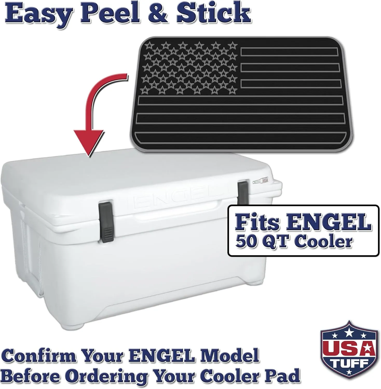 SeaDek EVA Mat Cooler Pad fits Engel | Peel & Stick Application | Non Slip Comfort Accessories - US Flag Design (B-SG)