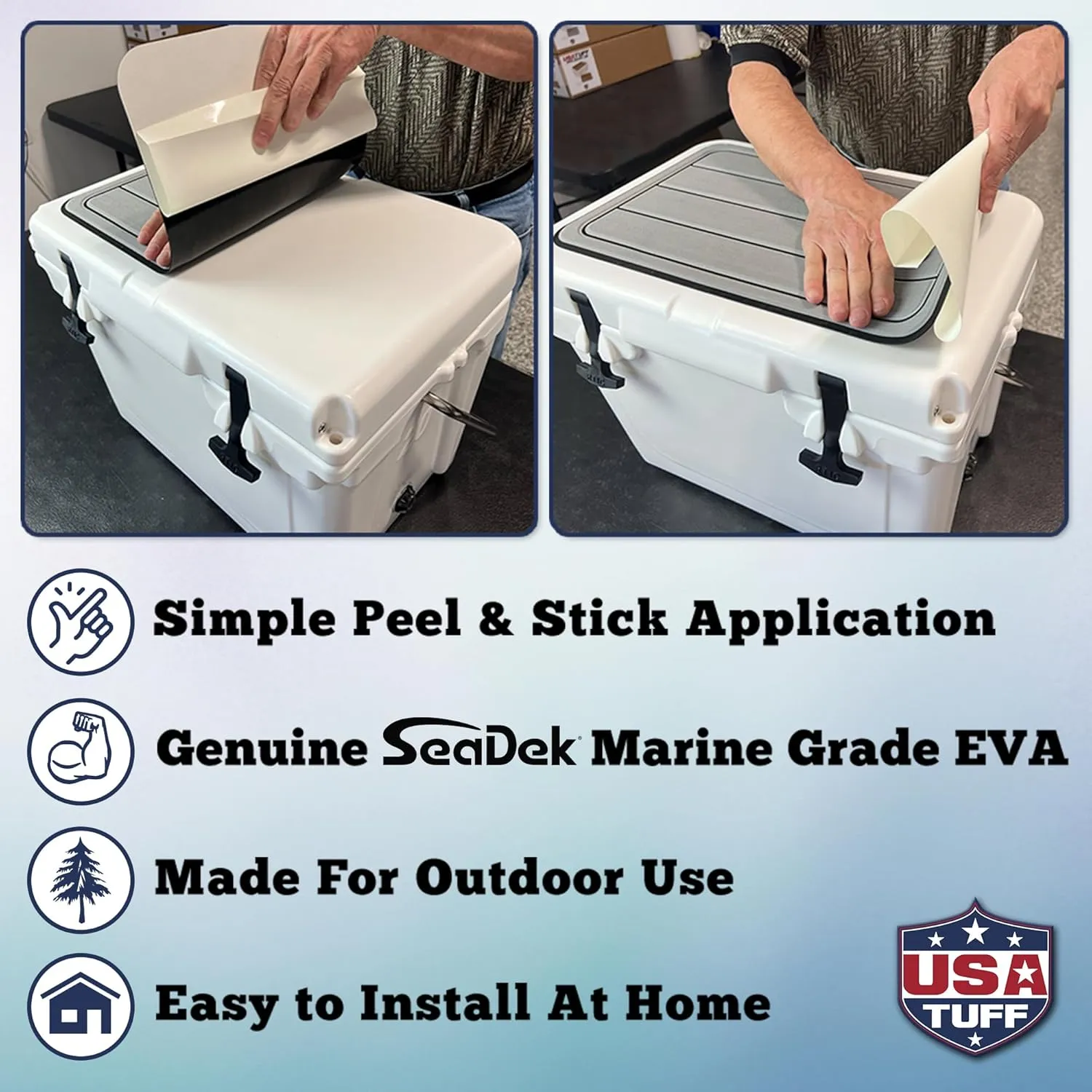 SeaDek EVA Mat Cooler Pad fits Engel | Peel & Stick Application | Non Slip Comfort Accessories - US Flag Design (B-SG)