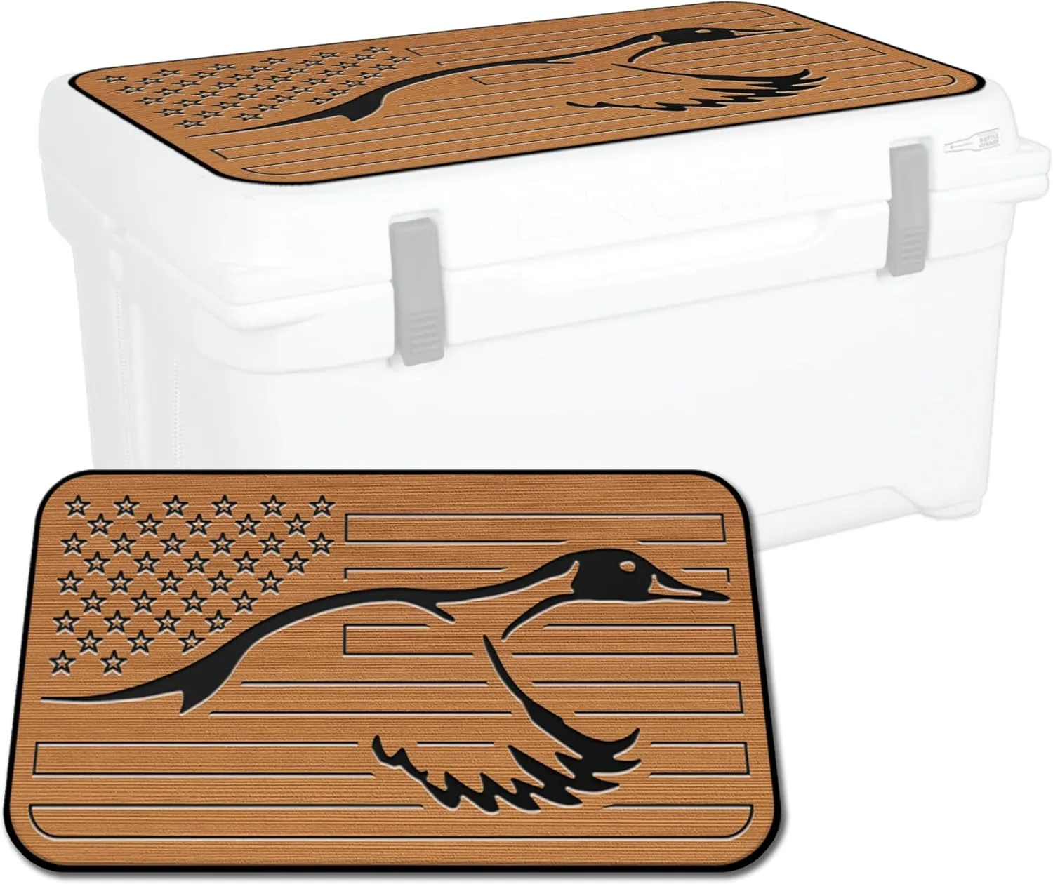 SeaDek EVA Mat Cooler Pad fits Engel | Peel & Stick Application | Non Slip Comfort Accessories - US Flag Duck Outdoorsman Hunt Design (M-B)