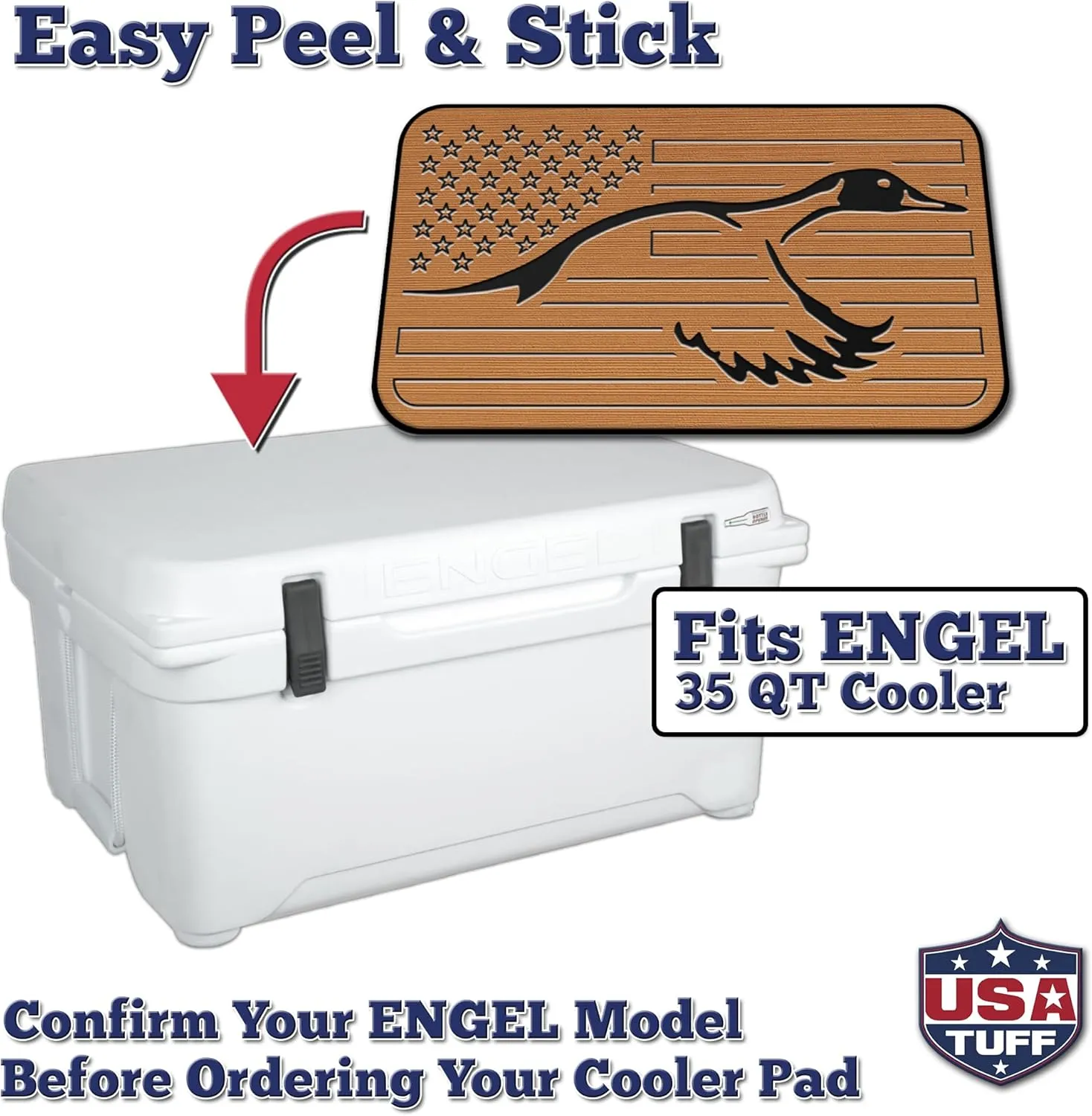 SeaDek EVA Mat Cooler Pad fits Engel | Peel & Stick Application | Non Slip Comfort Accessories - US Flag Duck Outdoorsman Hunt Design (M-B)