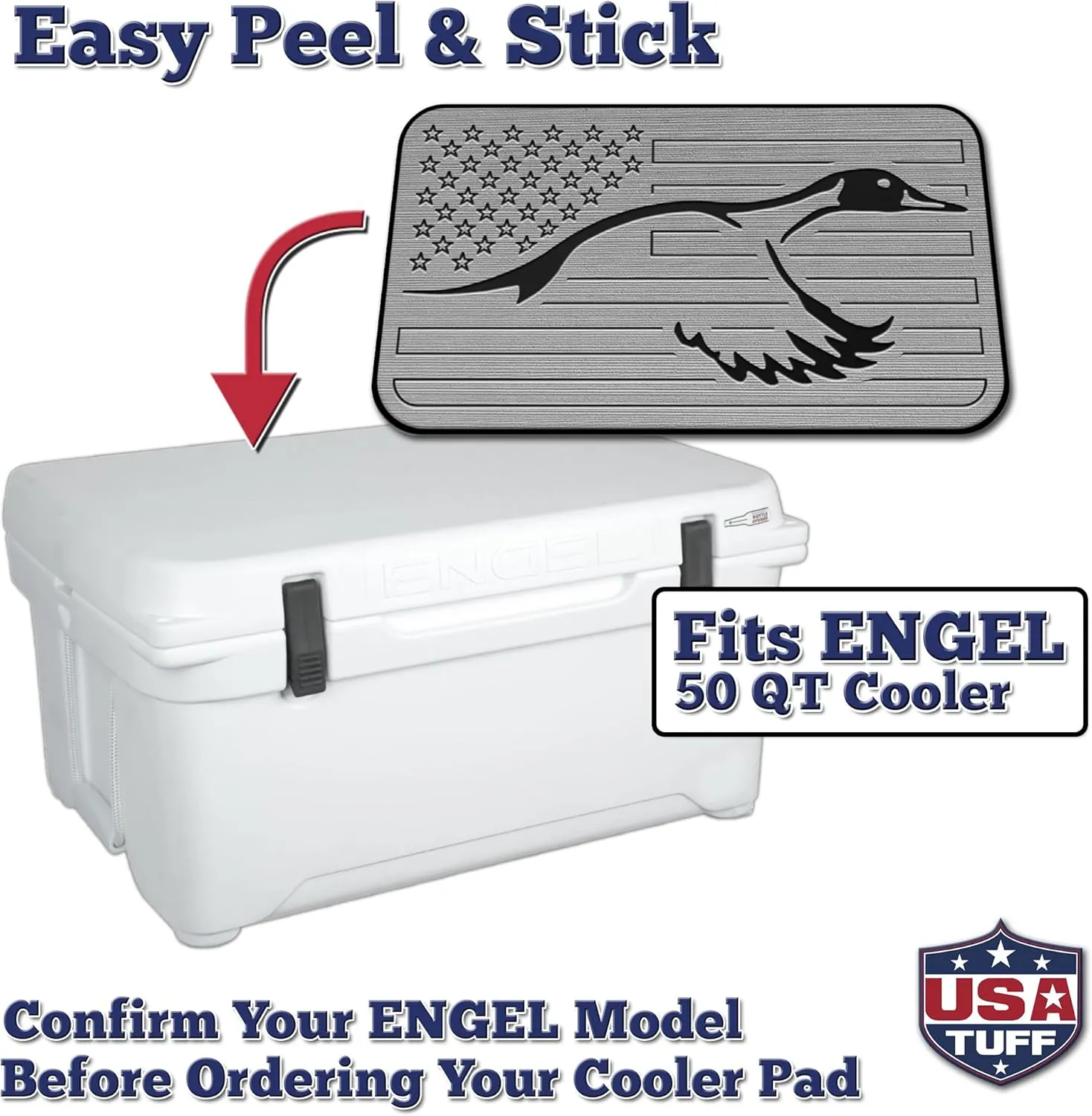 SeaDek EVA Mat Cooler Pad fits Engel | Peel & Stick Application | Non Slip Comfort Accessories - US Flag Duck Outdoorsman Hunt Design (SG-B)